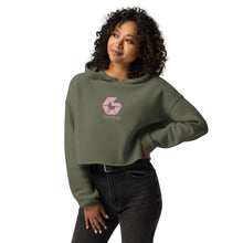 Load image into Gallery viewer, Crop Hoodie with Pink Logo