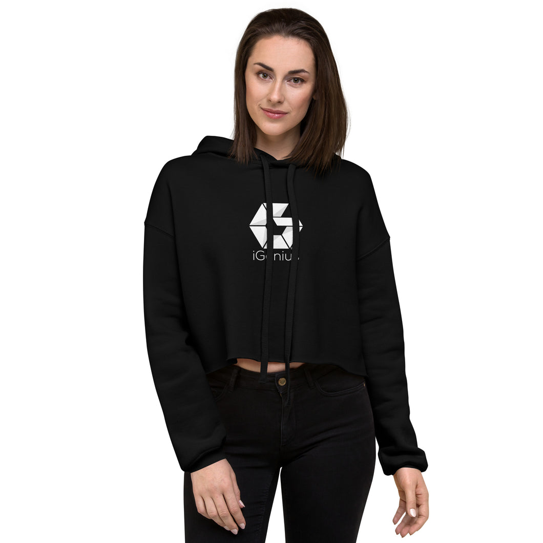 Crop Hoodie with White Logo